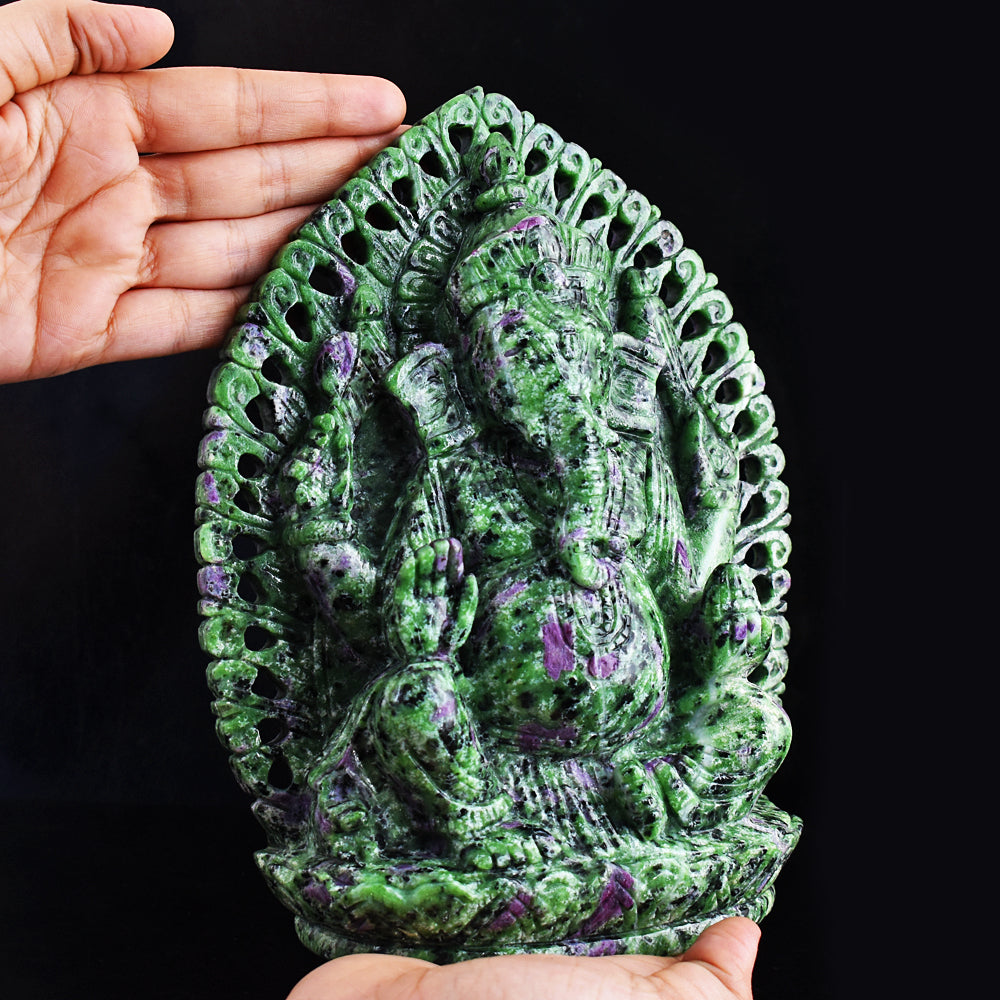 Stunning 13300.00 Cts  Genuine Ruby Zoisite Hand Carved Crystal Gemstone Carving Lord Ganesha Stunning 13300.00 Cts  Genuine Ruby Zoisite Hand Carved Crystal Gemstone Carving Lord Ganesha