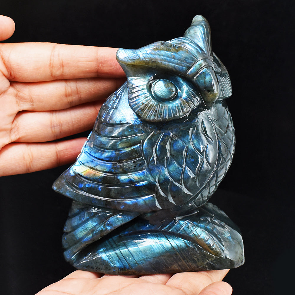 Beautiful 4761.00 Cts Genuine Blue Flash Labradorite Hand Carved Gemstone Owl Carving Beautiful 4761.00 Cts Genuine Blue Flash Labradorite Hand Carved Gemstone Owl Carving