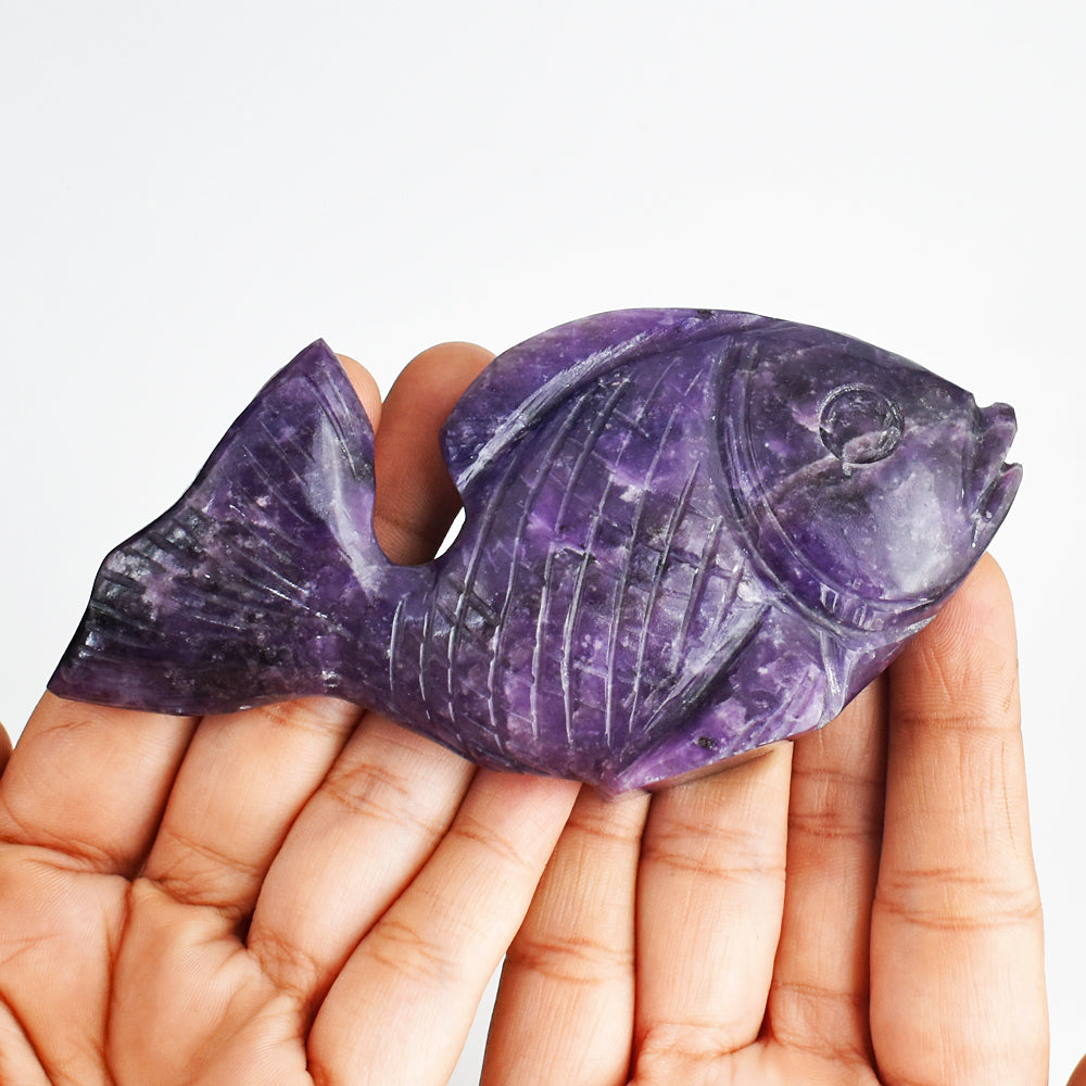 Gorgeous 807.00 Carats Genuine Lepidolite Hand Carved  Crystal  Gemstone  Carving Fish Gorgeous 807.00 Carats Genuine Lepidolite Hand Carved  Crystal  Gemstone  Carving Fish