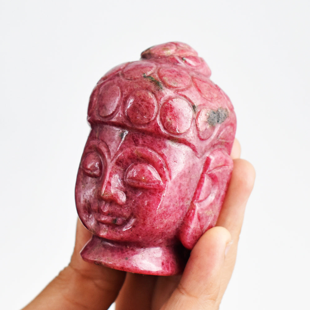 Artisian 1449.00 Cts Genuine Rhodonite  Hand Carved Crystal Gemstone Buddha Head Carving