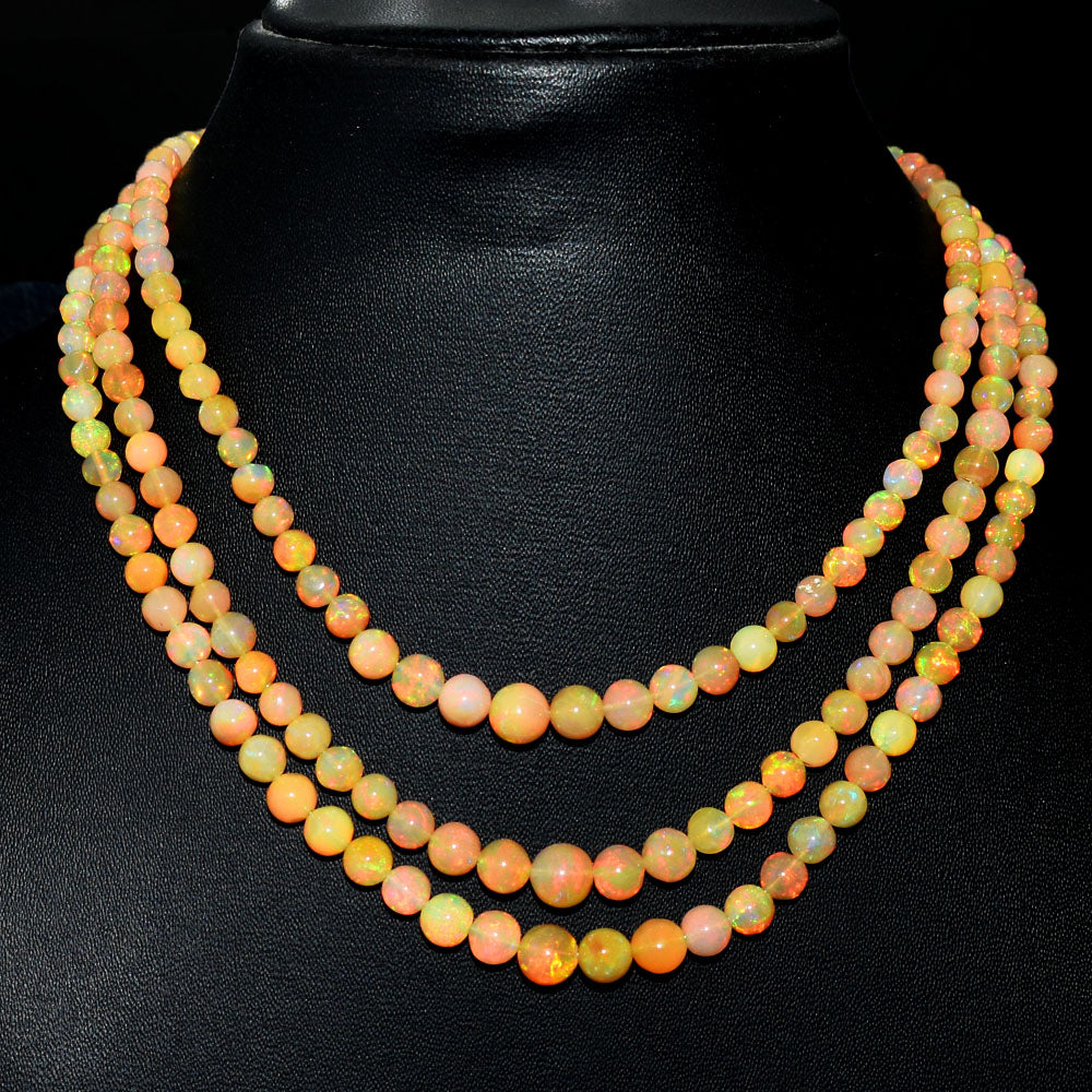 Mega Sale - 100% Dazzling 168.00 Cts Genuine Ethiopian Opal Beads Necklace Mega Sale - 100% Dazzling 168.00 Cts Genuine Ethiopian Opal Beads Necklace