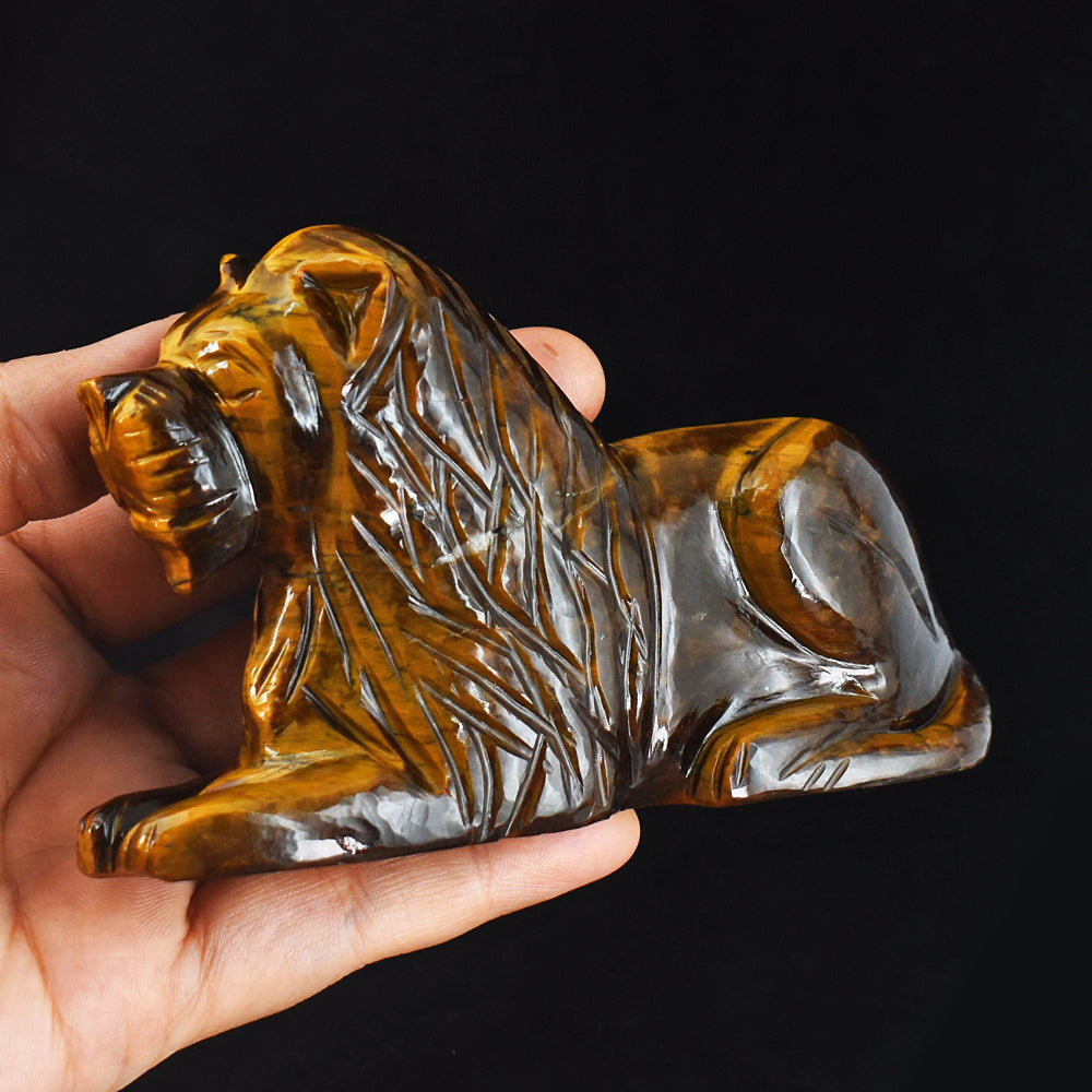 Artisian  1554.00 Cts Genuine Golden Tiger Eye  Hand Carved  Crystal Gemstone Carving Lion Artisian  1554.00 Cts Genuine Golden Tiger Eye  Hand Carved  Crystal Gemstone Carving Lion