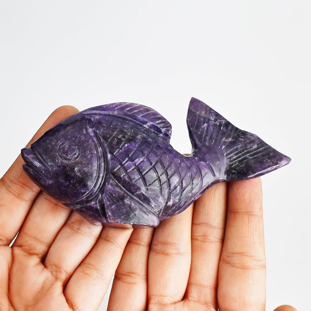Gorgeous 807.00 Carats Genuine Lepidolite Hand Carved  Crystal  Gemstone  Carving Fish Gorgeous 807.00 Carats Genuine Lepidolite Hand Carved  Crystal  Gemstone  Carving Fish