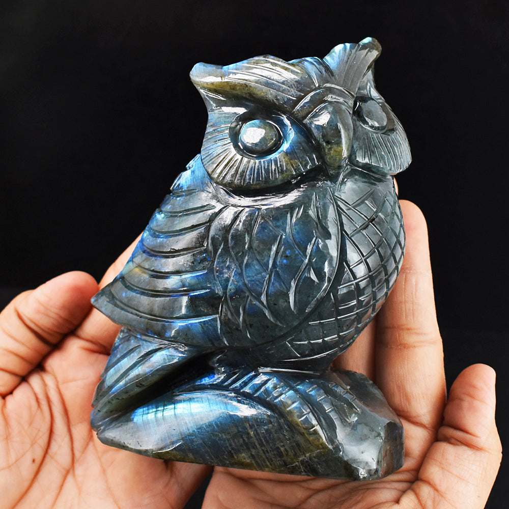 Beautiful 4761.00 Cts Genuine Blue Flash Labradorite Hand Carved Gemstone Owl Carving Beautiful 4761.00 Cts Genuine Blue Flash Labradorite Hand Carved Gemstone Owl Carving