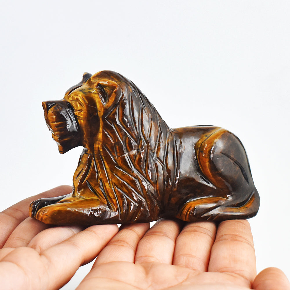 Artisian  1554.00 Cts Genuine Golden Tiger Eye  Hand Carved  Crystal Gemstone Carving Lion Artisian  1554.00 Cts Genuine Golden Tiger Eye  Hand Carved  Crystal Gemstone Carving Lion