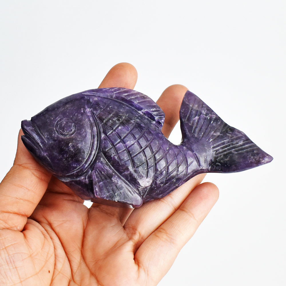 Gorgeous 807.00 Carats Genuine Lepidolite Hand Carved  Crystal  Gemstone  Carving Fish Gorgeous 807.00 Carats Genuine Lepidolite Hand Carved  Crystal  Gemstone  Carving Fish