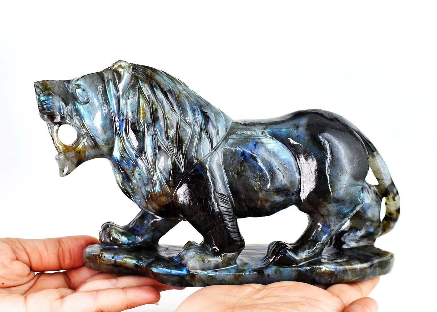 Stunning 8975.00 Cts Genuine Amazing Flash Labradorite  Hand Carved Crystal Gemstone Lion  Carving Stunning 8975.00 Cts Genuine Amazing Flash Labradorite  Hand Carved Crystal Gemstone Lion  Carving