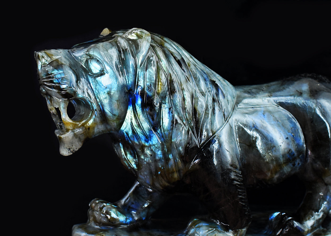 Stunning 8975.00 Cts Genuine Amazing Flash Labradorite  Hand Carved Crystal Gemstone Lion  Carving Stunning 8975.00 Cts Genuine Amazing Flash Labradorite  Hand Carved Crystal Gemstone Lion  Carving