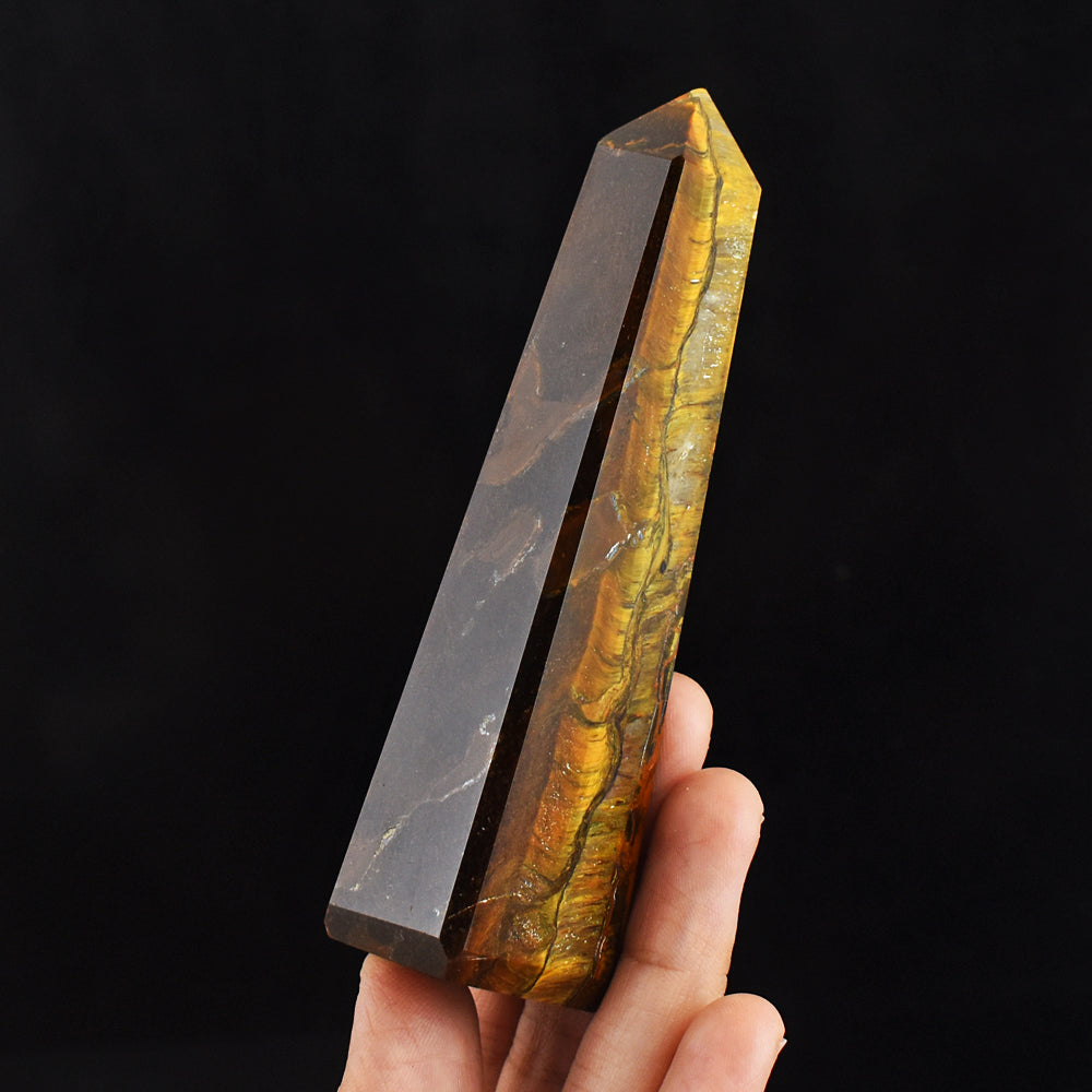 626.00 Carats Genuine Amazing Golden Tiger Eye Hand  Carved Healing Tower  Gemstone Carving 626.00 Carats Genuine Amazing Golden Tiger Eye Hand  Carved Healing Tower  Gemstone Carving