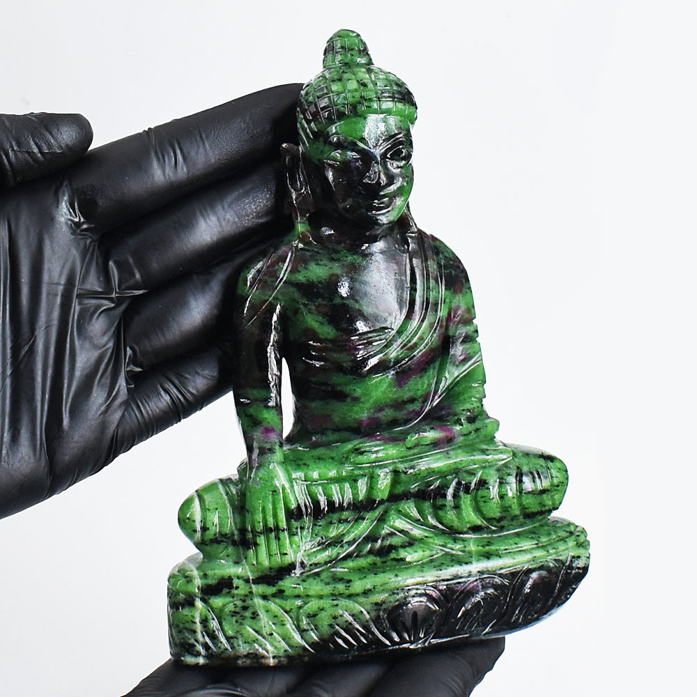 Stunning 3362.00 Cts Genuine Ruby Zoisite Hand Carved Buddha Idol Gemstone Carving Stunning 3362.00 Cts Genuine Ruby Zoisite Hand Carved Buddha Idol Gemstone Carving