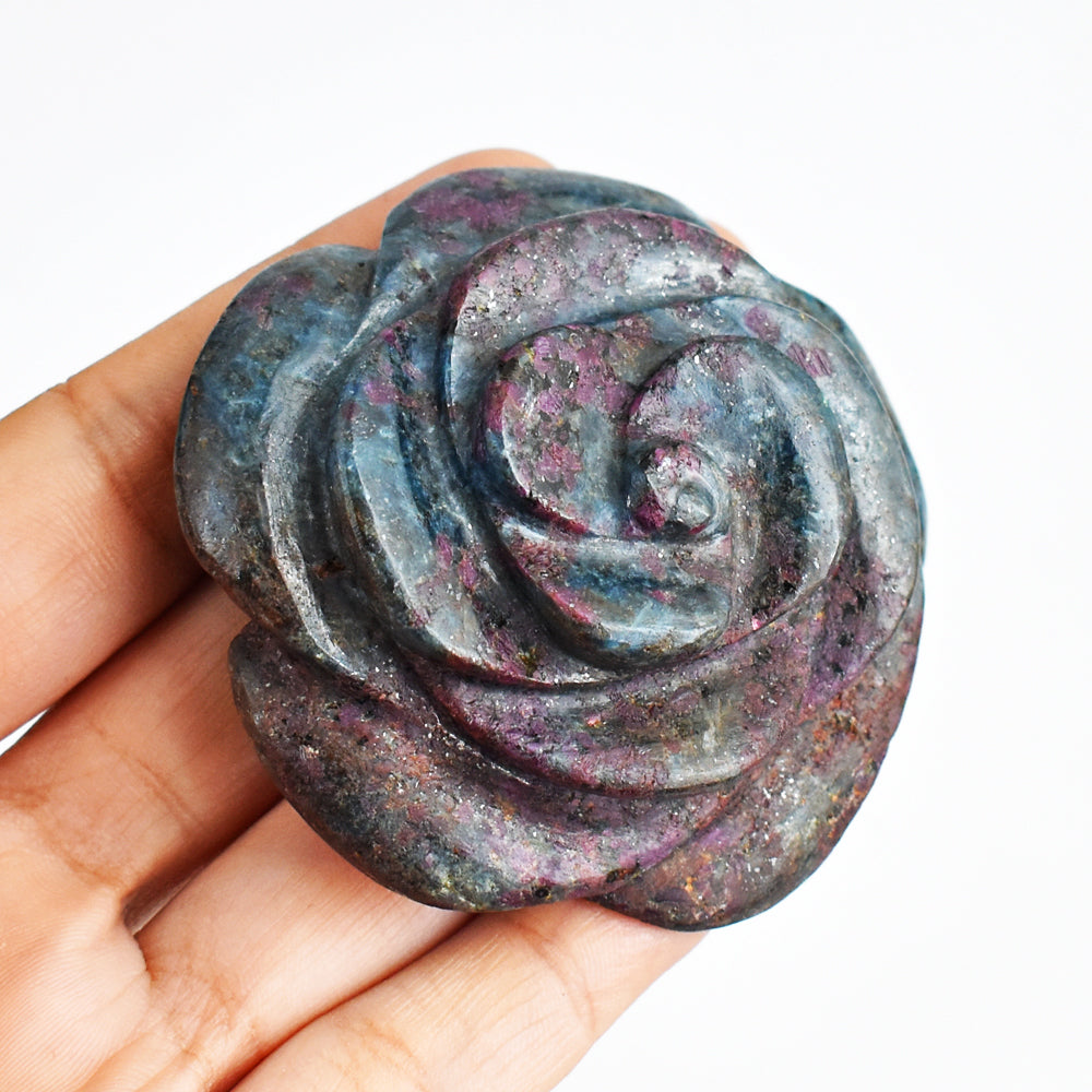 Craftsmen 773.00 Cts Genuine  Ruby  In  Kyanite  Hand Carved Crystal Gemstone Carving Rose Craftsmen 773.00 Cts Genuine  Ruby  In  Kyanite  Hand Carved Crystal Gemstone Carving Rose