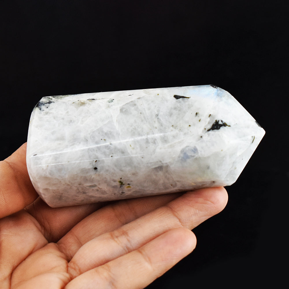Blue Flash Moonstone 1194.00 Cts Genuine Hand Carved Crystal Gemstone Healing Point Blue Flash Moonstone 1194.00 Cts Genuine Hand Carved Crystal Gemstone Healing Point