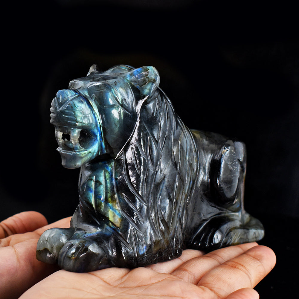 Awesome 4051.00 Cts Genuine Amazing Flash Labradorite Hand Carved Crystal Gemstone Lion Carving Awesome 4051.00 Cts Genuine Amazing Flash Labradorite Hand Carved Crystal Gemstone Lion Carving
