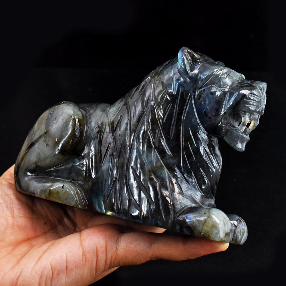 Awesome 4051.00 Cts Genuine Amazing Flash Labradorite Hand Carved Crystal Gemstone Lion Carving Awesome 4051.00 Cts Genuine Amazing Flash Labradorite Hand Carved Crystal Gemstone Lion Carving