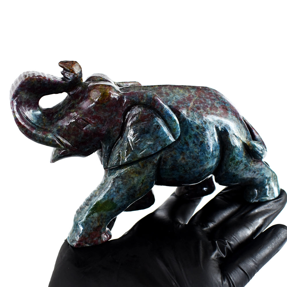 Stunning 4925.00 Cts Genuine Ruby In Kyanite Hand Carved Crystal Gemstone Elephant Carving Stunning 4925.00 Cts Genuine Ruby In Kyanite Hand Carved Crystal Gemstone Elephant Carving