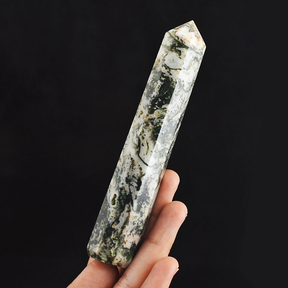 568.00 Cts Genuine Natural Tree Agate Hand Carved Crystal Healing Gemstone  Point Carving 568.00 Cts Genuine Natural Tree Agate Hand Carved Crystal Healing Gemstone  Point Carving