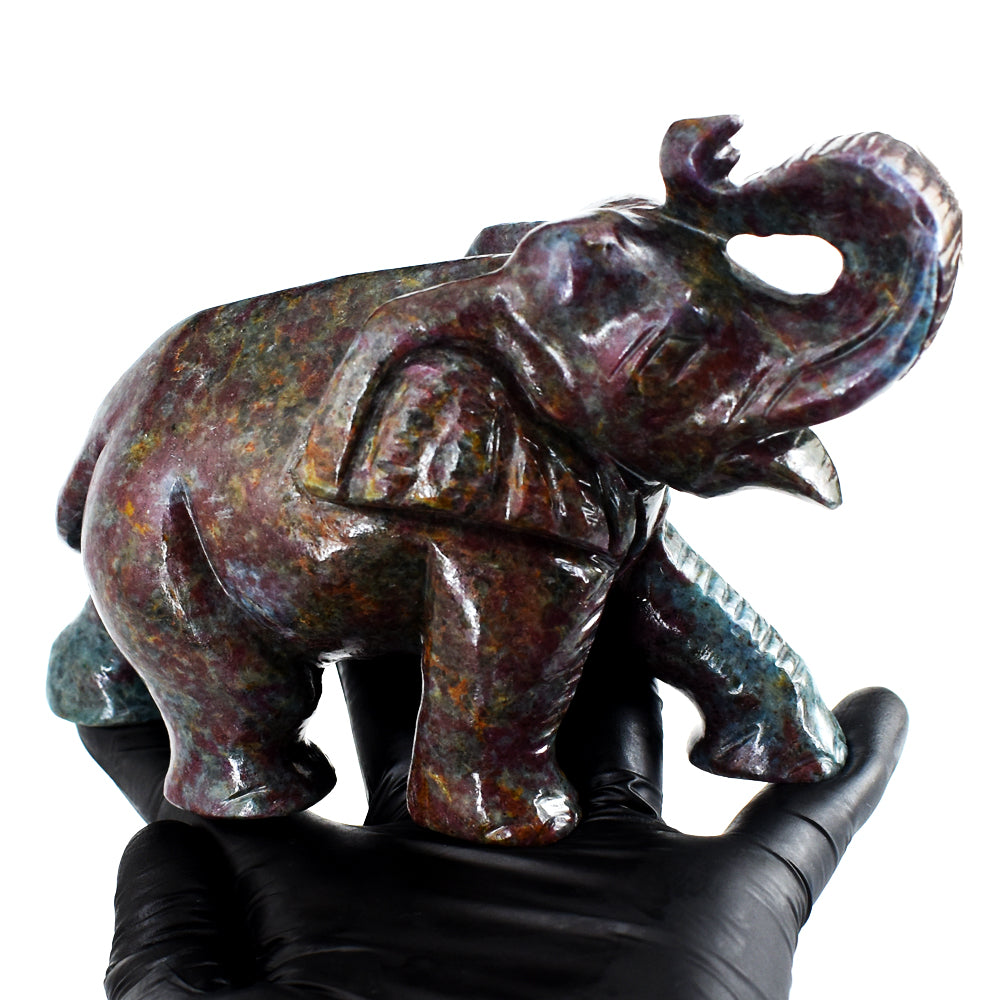 Stunning 4925.00 Cts Genuine Ruby In Kyanite Hand Carved Crystal Gemstone Elephant Carving Stunning 4925.00 Cts Genuine Ruby In Kyanite Hand Carved Crystal Gemstone Elephant Carving