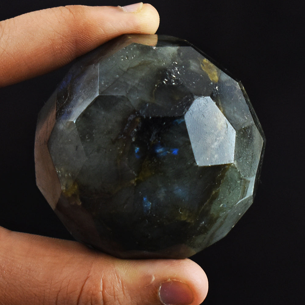 1237.00 Cts Genuine Blue Flash Labradorite Hand Carved Faceted Crystal Healing Gemstone Sphere 1237.00 Cts Genuine Blue Flash Labradorite Hand Carved Faceted Crystal Healing Gemstone Sphere