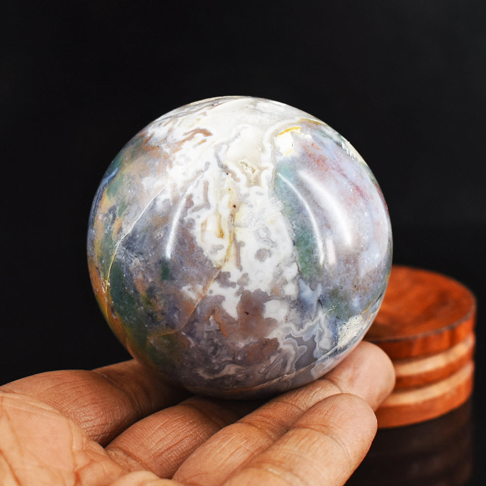 Beautiful 1215.00 Cts Genuine Multicolor Moss Agate Hand Carved Crystal Healing Sphere Beautiful 1215.00 Cts Genuine Multicolor Moss Agate Hand Carved Crystal Healing Sphere