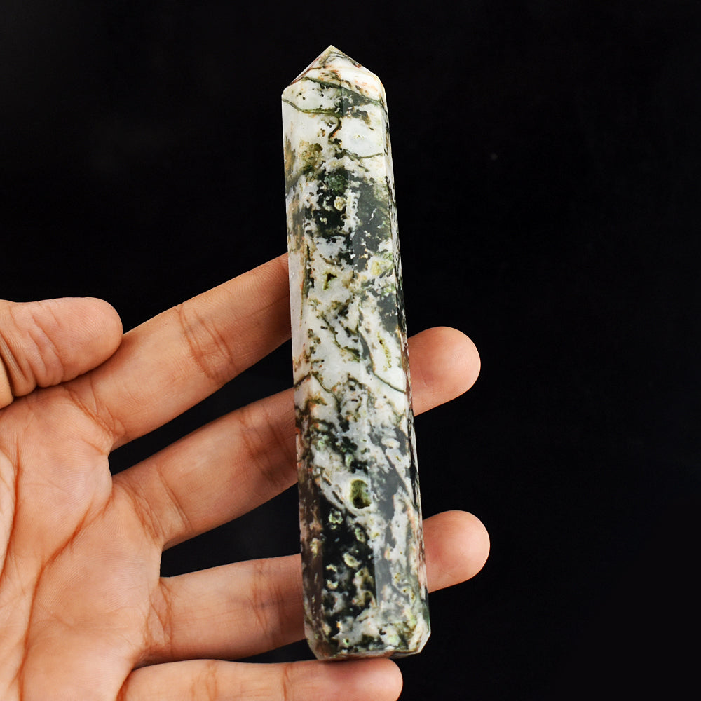 568.00 Cts Genuine Natural Tree Agate Hand Carved Crystal Healing Gemstone  Point Carving 568.00 Cts Genuine Natural Tree Agate Hand Carved Crystal Healing Gemstone  Point Carving