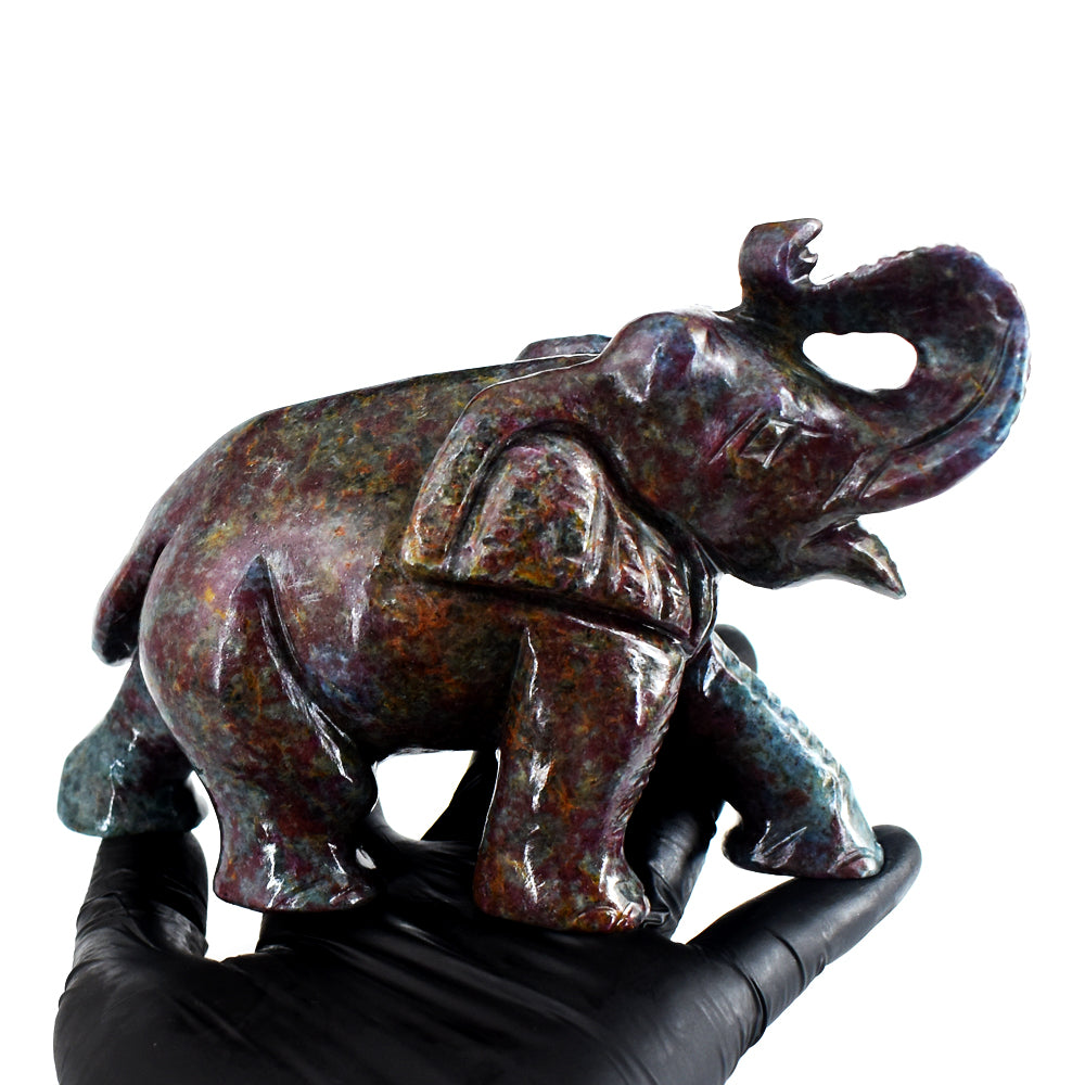 Stunning 4925.00 Cts Genuine Ruby In Kyanite Hand Carved Crystal Gemstone Elephant Carving Stunning 4925.00 Cts Genuine Ruby In Kyanite Hand Carved Crystal Gemstone Elephant Carving