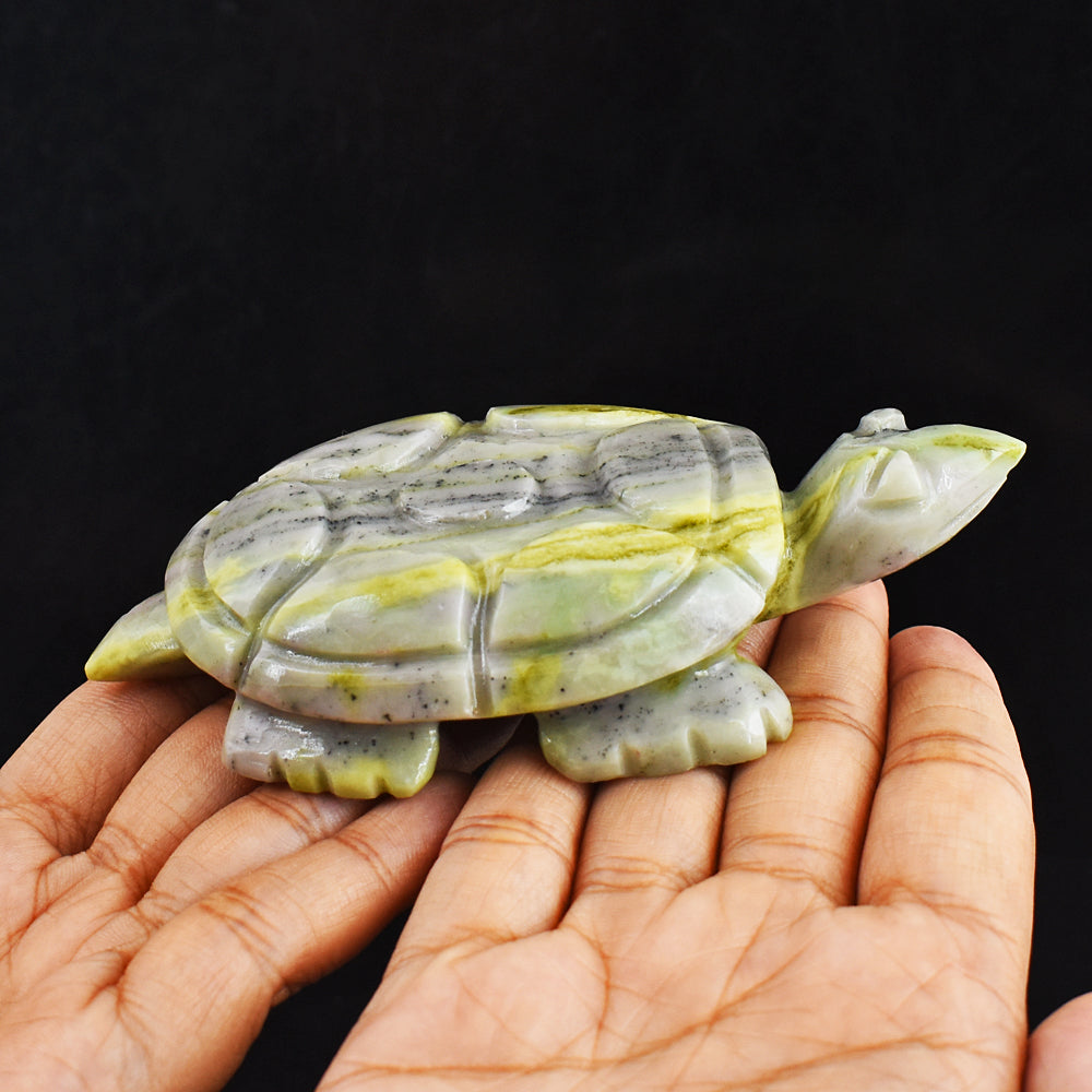 Gorgeous 789.00 Carats Genuine Serpentine Hand Carved Crystal Gemstone Turtle Carving Gorgeous 789.00 Carats Genuine Serpentine Hand Carved Crystal Gemstone Turtle Carving