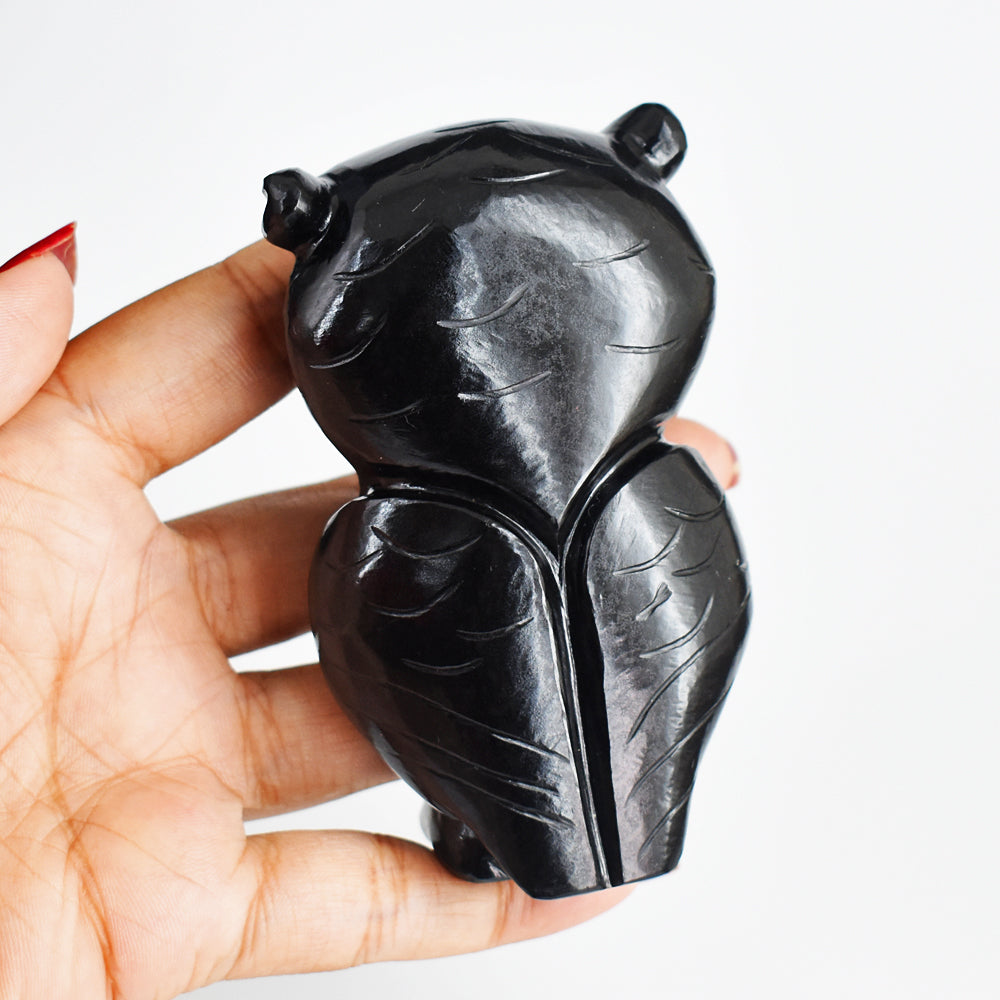 Natural  1150.00 Carats Black  Spinel  Hand  Carved  Genuine  Crystal Gemstone Owl Carving Natural  1150.00 Carats Black  Spinel  Hand  Carved  Genuine  Crystal Gemstone Owl Carving