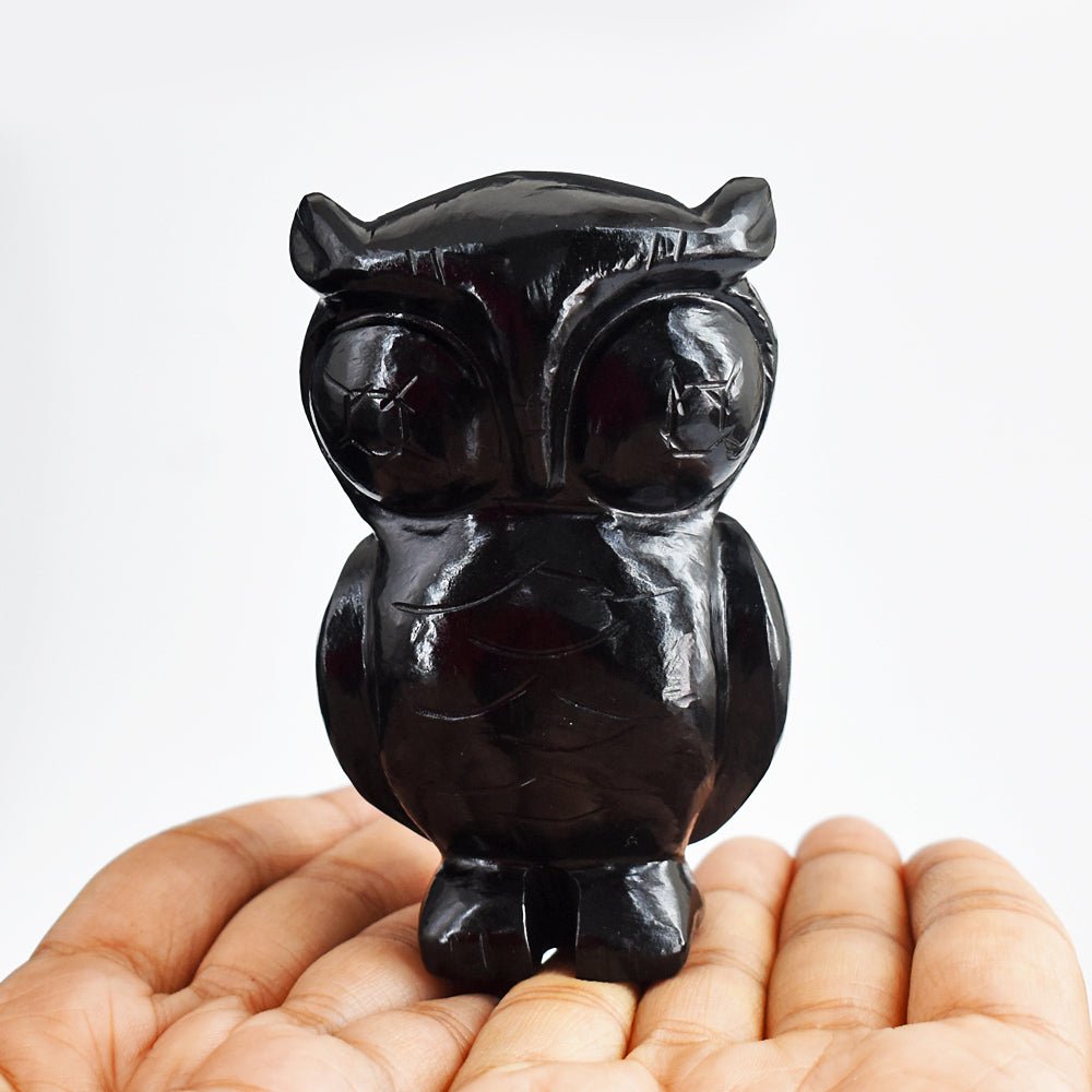 Natural  1150.00 Carats Black  Spinel  Hand  Carved  Genuine  Crystal Gemstone Owl Carving Natural  1150.00 Carats Black  Spinel  Hand  Carved  Genuine  Crystal Gemstone Owl Carving