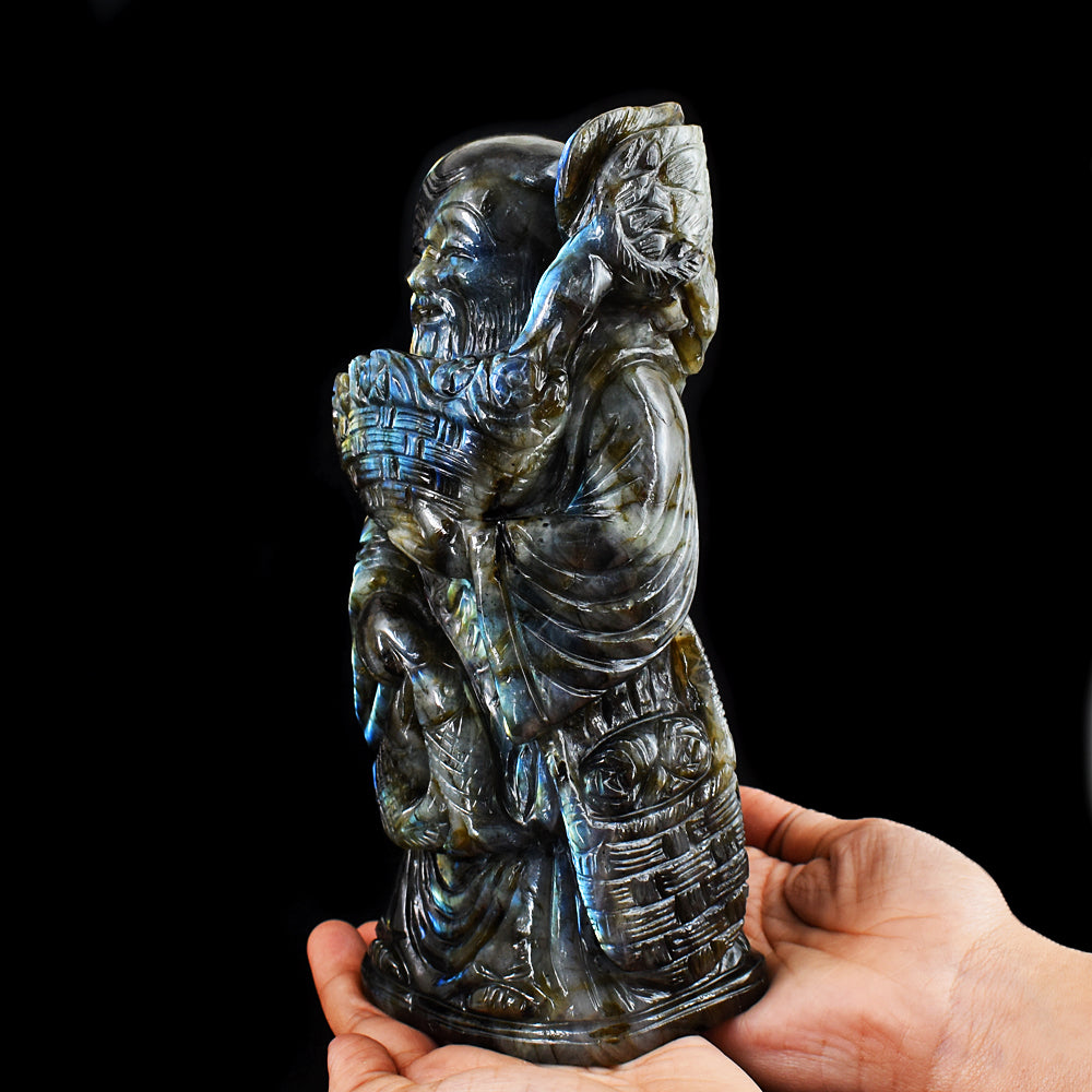 Artisian 11430.00 Cts Genuine Amazing Flash Labradorite Hand Carved Chinese Buddha Idol Artisian 11430.00 Cts Genuine Amazing Flash Labradorite Hand Carved Chinese Buddha Idol