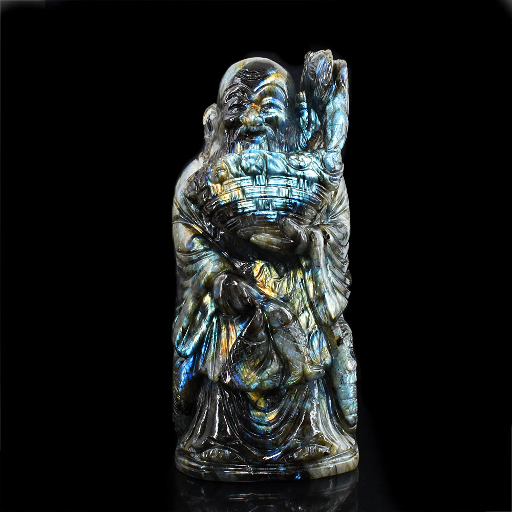 Artisian 11430.00 Cts Genuine Amazing Flash Labradorite Hand Carved Chinese Buddha Idol Artisian 11430.00 Cts Genuine Amazing Flash Labradorite Hand Carved Chinese Buddha Idol
