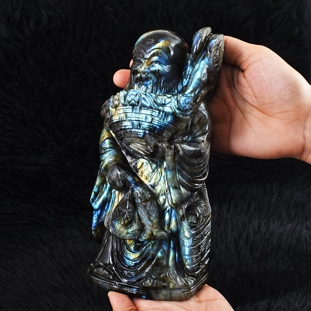 Artisian 11430.00 Cts Genuine Amazing Flash Labradorite Hand Carved Chinese Buddha Idol Artisian 11430.00 Cts Genuine Amazing Flash Labradorite Hand Carved Chinese Buddha Idol