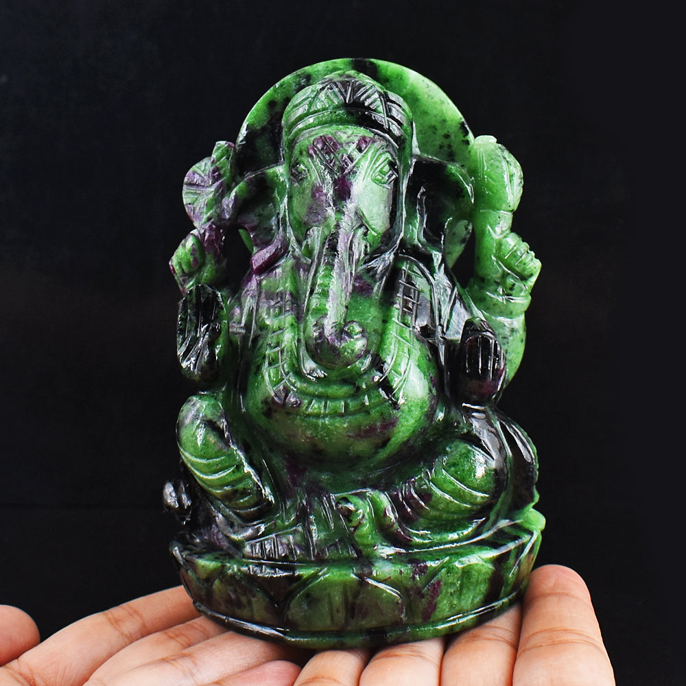 Craftsmen 4539.00 Cts Genuine  Ruby Zoisite Hand Carved Crystal Gemstone Carving Lord Ganesha Craftsmen 4539.00 Cts Genuine  Ruby Zoisite Hand Carved Crystal Gemstone Carving Lord Ganesha