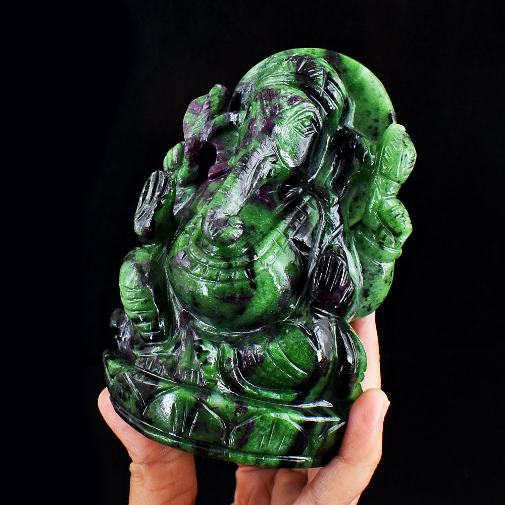 Craftsmen 4539.00 Cts Genuine  Ruby Zoisite Hand Carved Crystal Gemstone Carving Lord Ganesha Craftsmen 4539.00 Cts Genuine  Ruby Zoisite Hand Carved Crystal Gemstone Carving Lord Ganesha