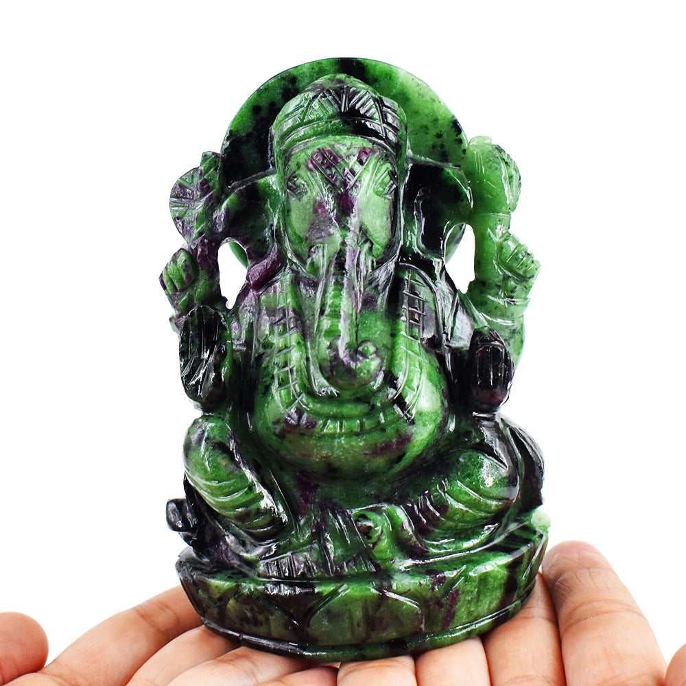 Craftsmen 4539.00 Cts Genuine  Ruby Zoisite Hand Carved Crystal Gemstone Carving Lord Ganesha Craftsmen 4539.00 Cts Genuine  Ruby Zoisite Hand Carved Crystal Gemstone Carving Lord Ganesha