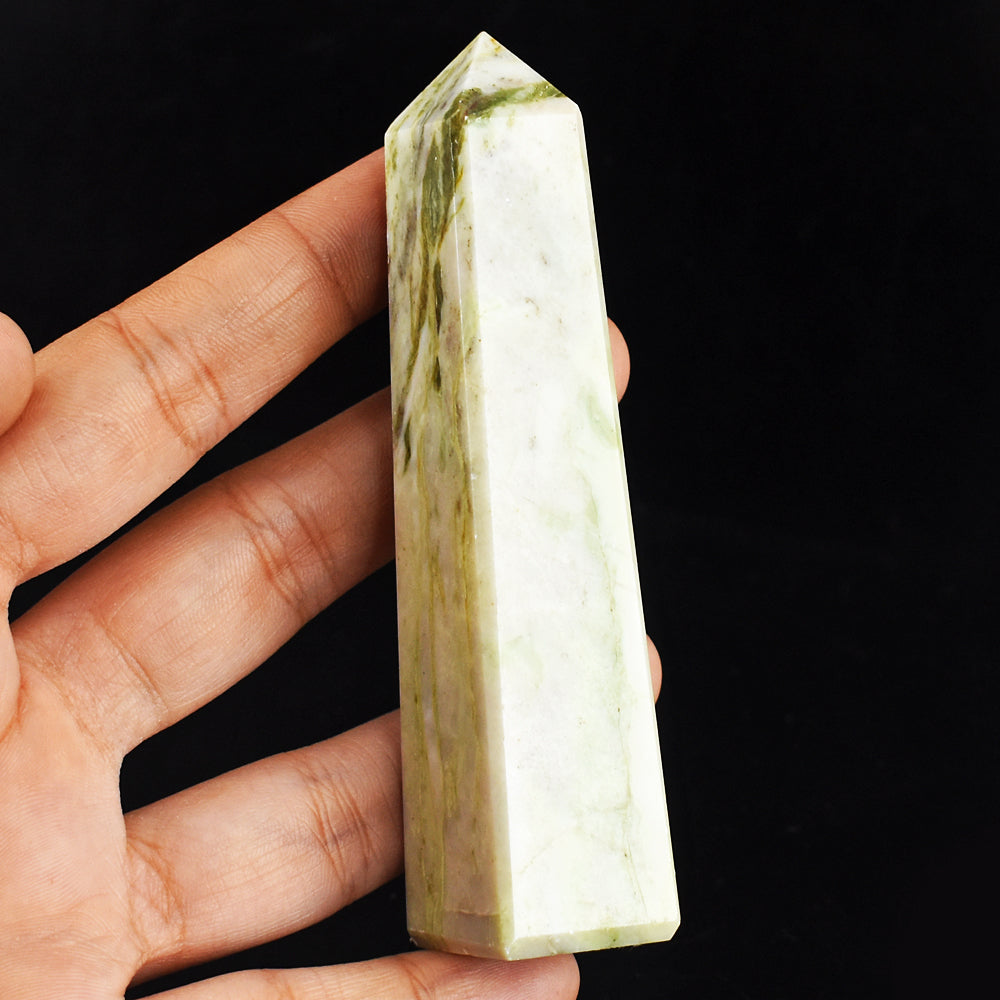 Craftsmen 512.00 Cts Genuine Serpentine Hand Carved Healing Crystal Gemstone Tower Craftsmen 512.00 Cts Genuine Serpentine Hand Carved Healing Crystal Gemstone Tower