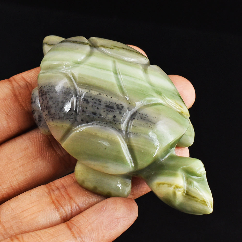 Stunning  328.00 Carats  Genuine  Serpentine Hand Carved Crystal Gemstone Turtle Carving Stunning  328.00 Carats  Genuine  Serpentine Hand Carved Crystal Gemstone Turtle Carving