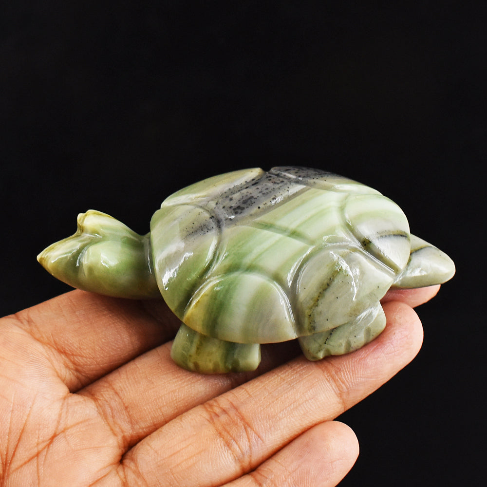 Stunning  328.00 Carats  Genuine  Serpentine Hand Carved Crystal Gemstone Turtle Carving Stunning  328.00 Carats  Genuine  Serpentine Hand Carved Crystal Gemstone Turtle Carving