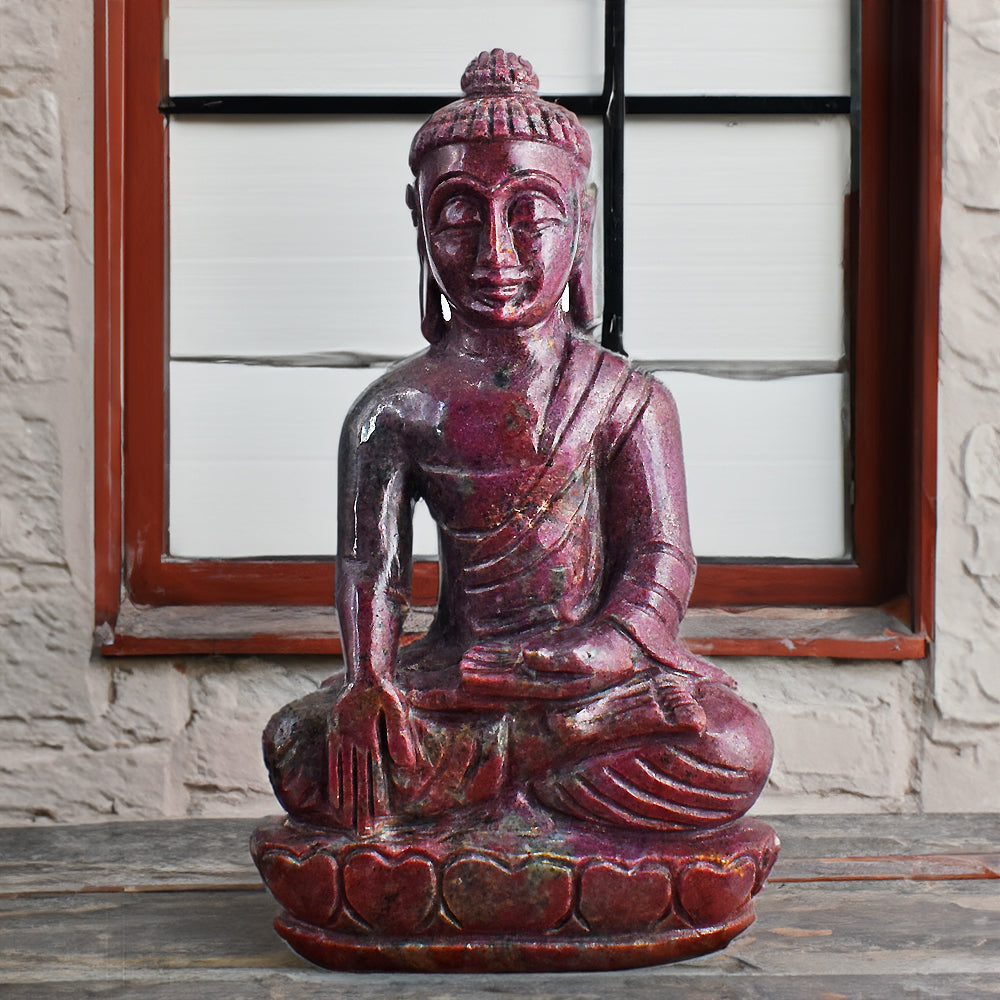 Fabulous 5745.00 Cts Genuine Ruby In Kyanite Hand Carved Crystal Gemstone Buddha Idol Carving Fabulous 5745.00 Cts Genuine Ruby In Kyanite Hand Carved Crystal Gemstone Buddha Idol Carving