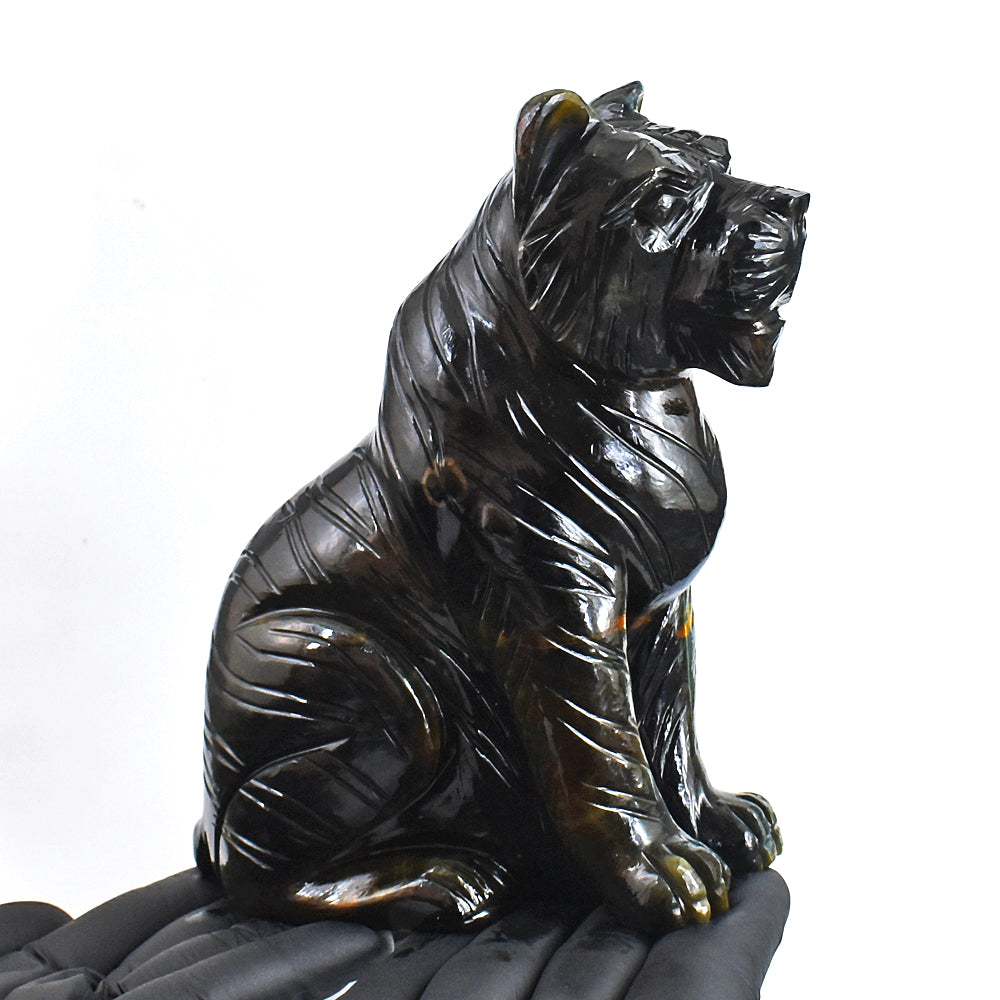 Exclusive 4272.00 Cts Genuine Tiger Eye Hand Carved Gemstone Lion Crystal Carving Exclusive 4272.00 Cts Genuine Tiger Eye Hand Carved Gemstone Lion Crystal Carving