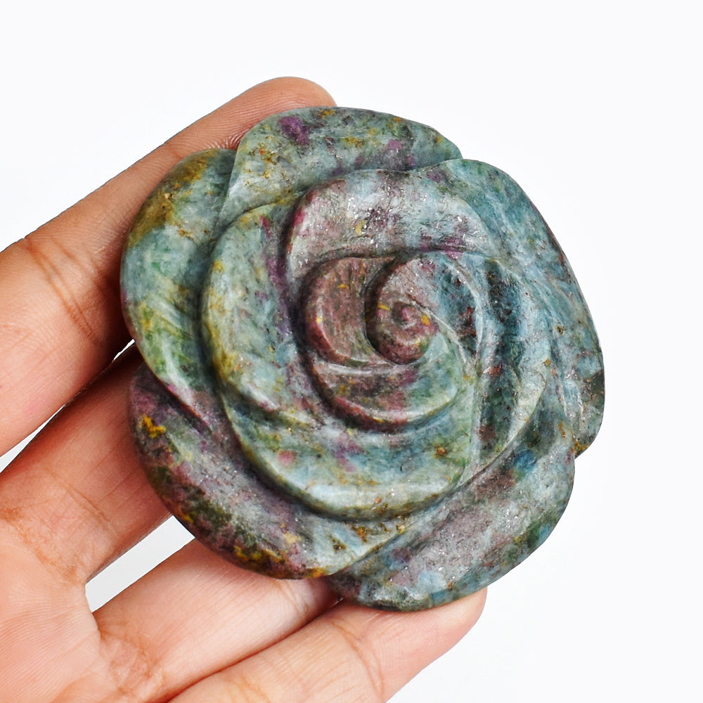 Awesome 538.00 Carats Genuine  Ruby In Kyanite  Hand Carved Crystal Gemstone  Carving Rose Awesome 538.00 Carats Genuine  Ruby In Kyanite  Hand Carved Crystal Gemstone  Carving Rose