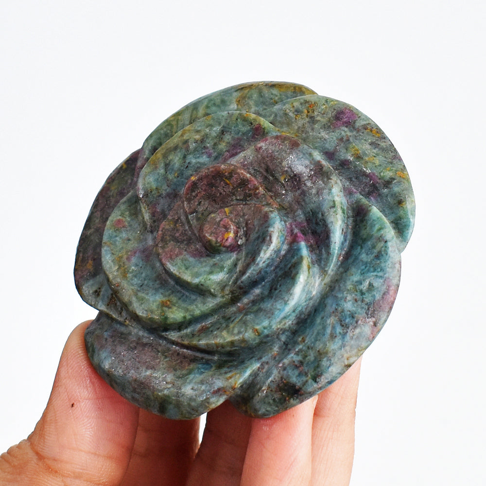 Awesome 538.00 Carats Genuine  Ruby In Kyanite  Hand Carved Crystal Gemstone  Carving Rose Awesome 538.00 Carats Genuine  Ruby In Kyanite  Hand Carved Crystal Gemstone  Carving Rose