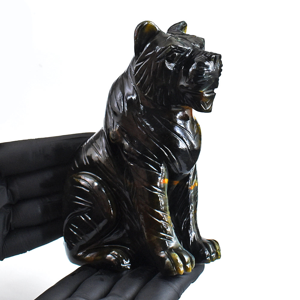 Exclusive 4272.00 Cts Genuine Tiger Eye Hand Carved Gemstone Lion Crystal Carving Exclusive 4272.00 Cts Genuine Tiger Eye Hand Carved Gemstone Lion Crystal Carving