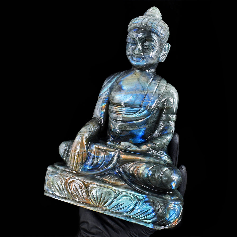 Excellent 8538.00 Cts Genuine Amazing Flash Labradorite Hand Carved Crystal Buddha Idol Gemstone Carving Excellent 8538.00 Cts Genuine Amazing Flash Labradorite Hand Carved Crystal Buddha Idol Gemstone Carving