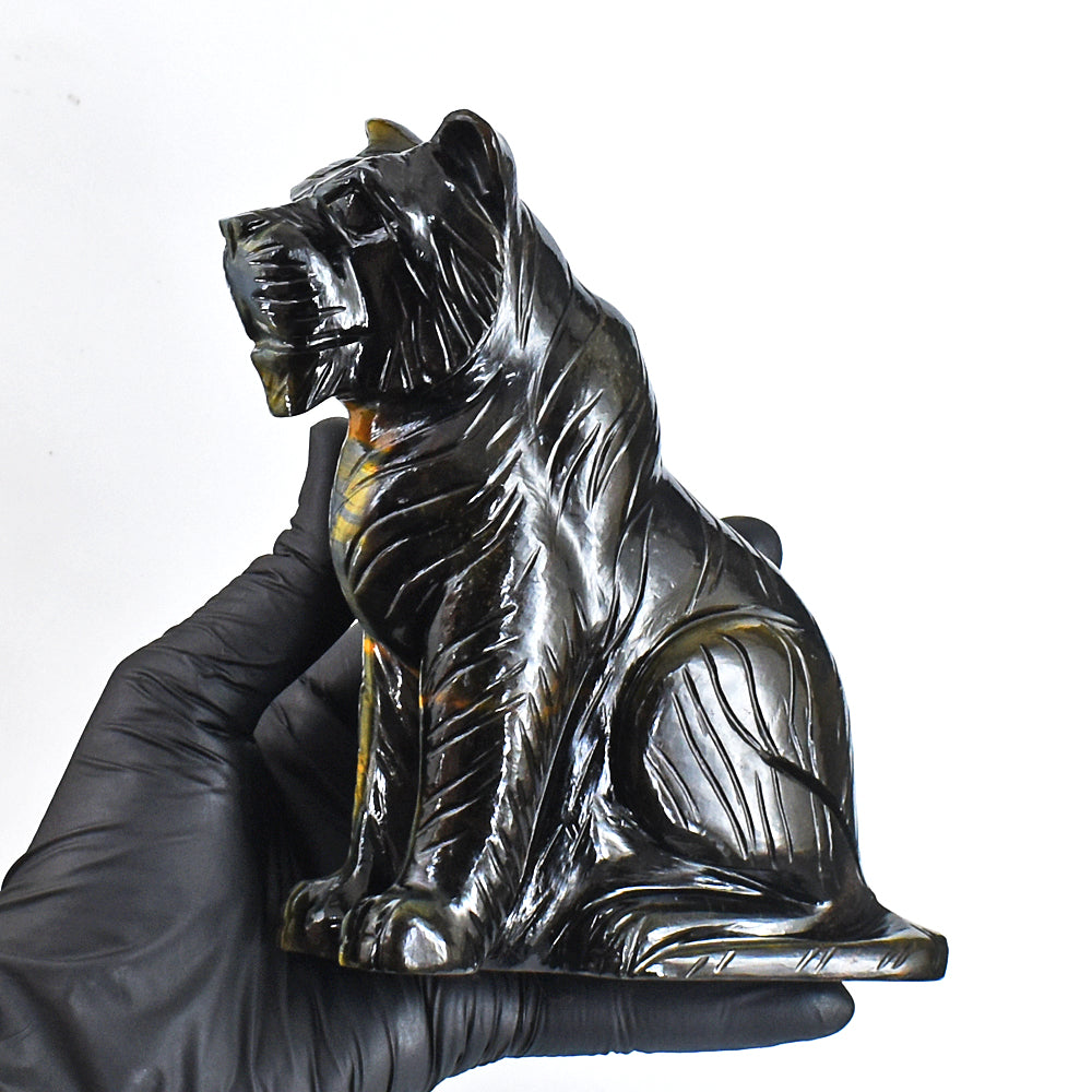 Exclusive 4272.00 Cts Genuine Tiger Eye Hand Carved Gemstone Lion Crystal Carving Exclusive 4272.00 Cts Genuine Tiger Eye Hand Carved Gemstone Lion Crystal Carving