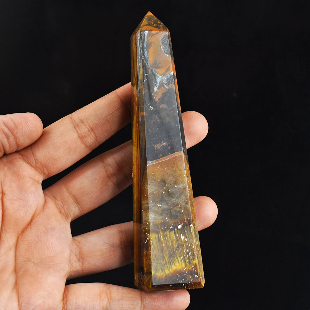 699.00 Carats Genuine Natural  Golden Tiger Eye Hand  Carved  Healing Tower  Gemstone Carving 699.00 Carats Genuine Natural  Golden Tiger Eye Hand  Carved  Healing Tower  Gemstone Carving