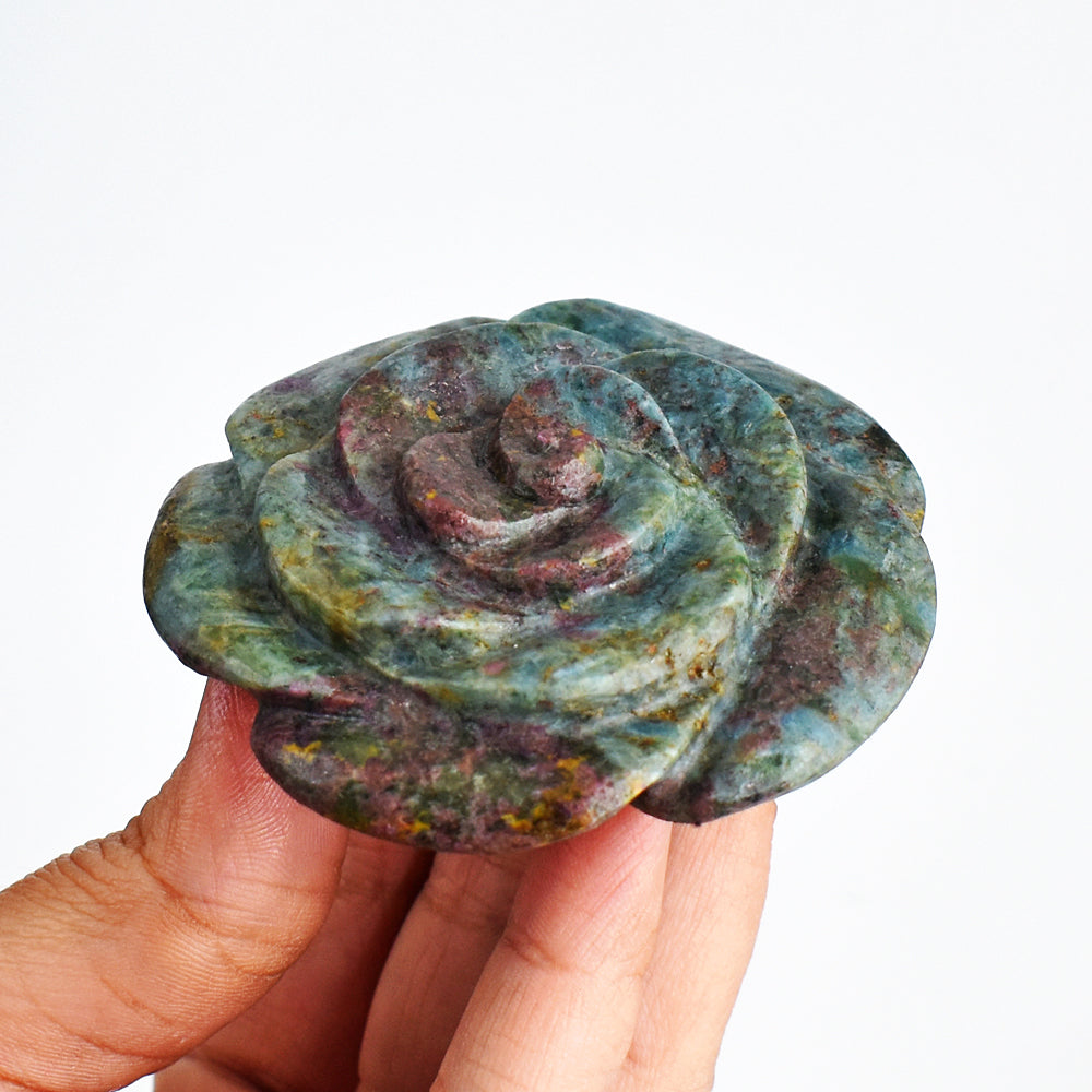 Awesome 538.00 Carats Genuine  Ruby In Kyanite  Hand Carved Crystal Gemstone  Carving Rose Awesome 538.00 Carats Genuine  Ruby In Kyanite  Hand Carved Crystal Gemstone  Carving Rose