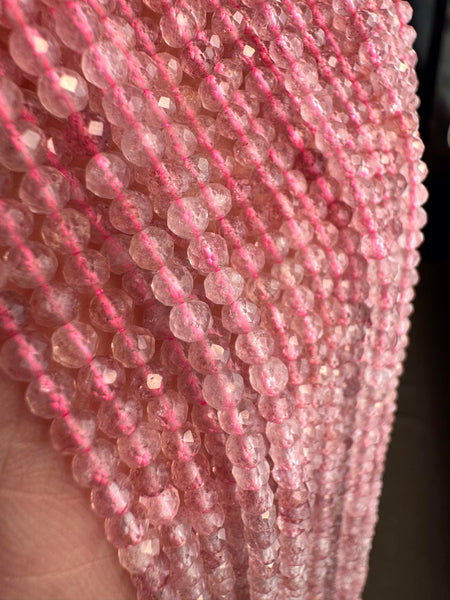 Mega Sale - 100% Genuine Exclusive Strawberry Quartz Faceted Beads Strand