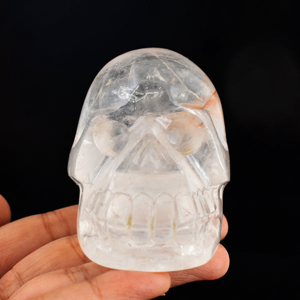 Exclusive 1266.00 Cts Genuine White Quartz Hand Carved Crystal Skull Gemstone Carving