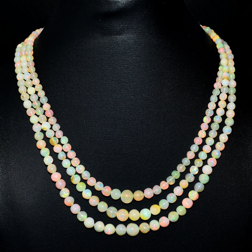 Mega Sale - 100% Stunning 187.00 Cts Genuine Ethiopian Opal Beads Necklace Mega Sale - 100% Stunning 187.00 Cts Genuine Ethiopian Opal Beads Necklace