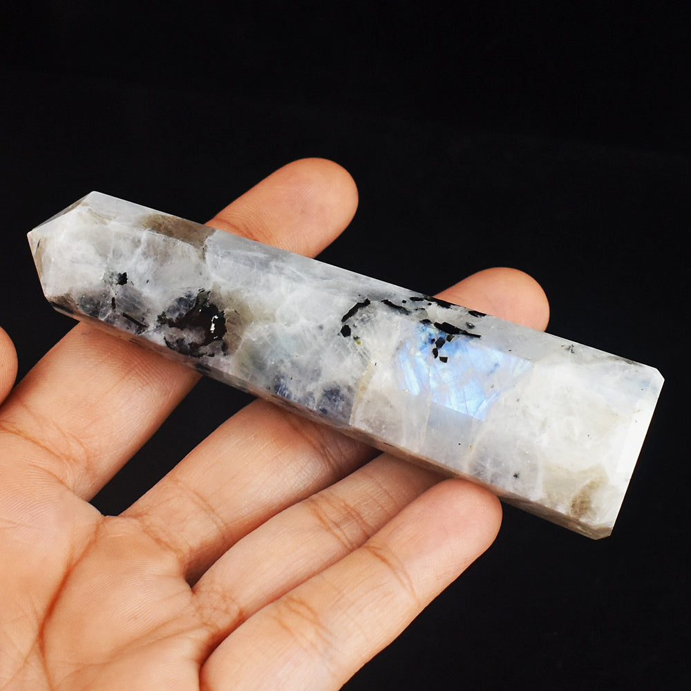 Beautiful 513.00 Cts Genuine Blue Flash Moonstone  Hand  Carved  Crystal Gemstone  Healing  Point Beautiful 513.00 Cts Genuine Blue Flash Moonstone  Hand  Carved  Crystal Gemstone  Healing  Point